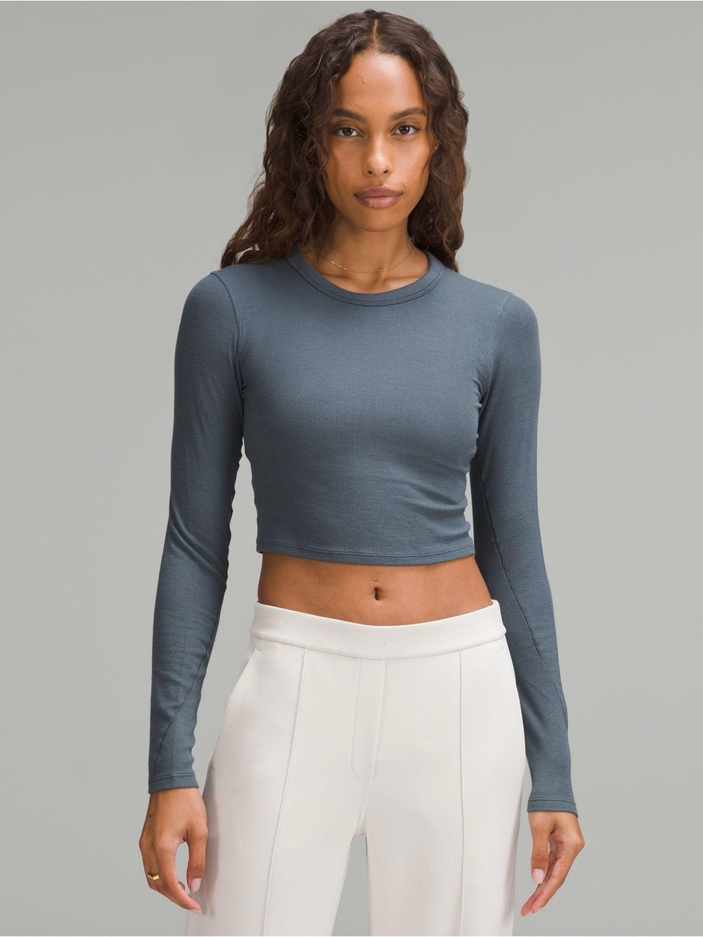 Lululemon Hold Tight Straight-Hem Cropped Long Sleeve Oil Grey
